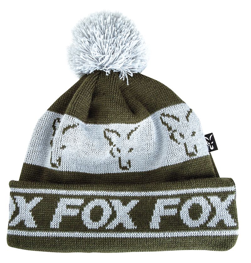 FOX COLLECTION FLEECE LINED BOBBLE GREEN/SILVER HAT